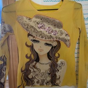 Yellow long-sleeve shirt (decorated)
